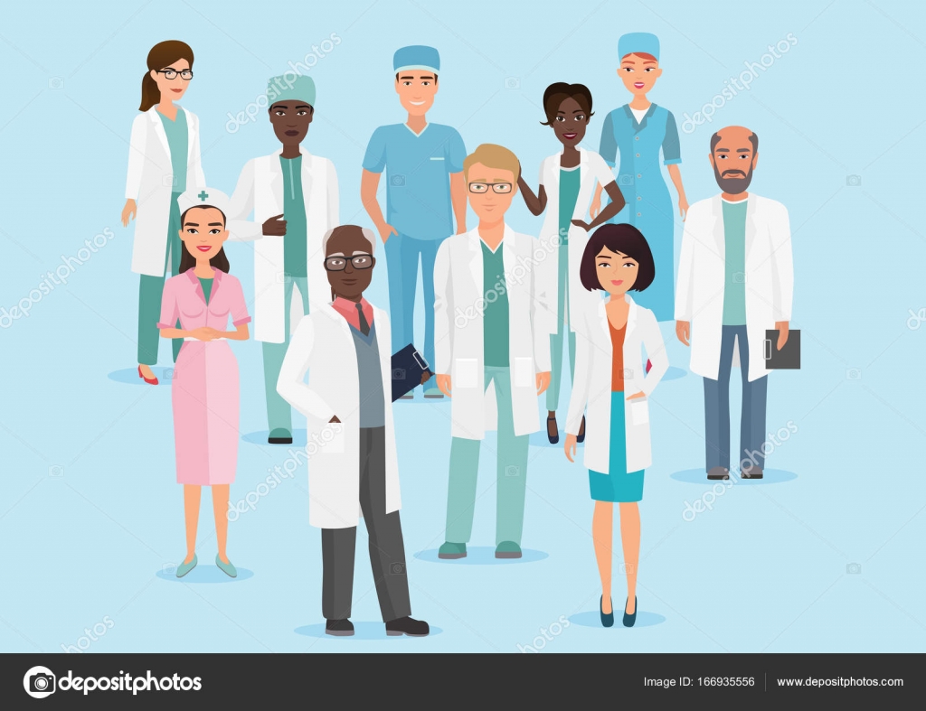 Vector Cartoon ilustração da equipe médica do Hospital médicos e